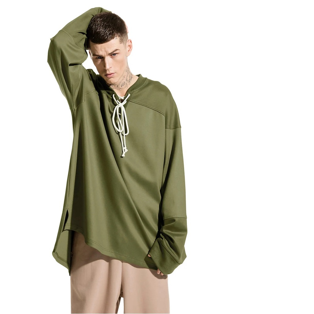 Puma Fenty Rihanna Oversized Shirt Hockey Tee Front Lacing Pullover Olive Branch
